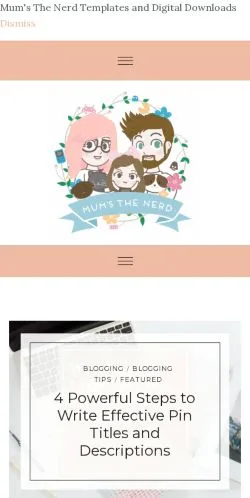 스폰서 기사용 영국 매체 Mum's The Nerd 사이트 미리보기