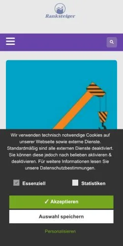 Preview of the Ranksteiger website, a media outlet in Germany for sponsored articles