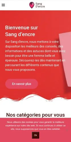 Pré-visualização do site Sang D’encre, meio de França para artigos patrocinados