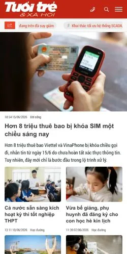 Anteprima del sito Tuổi Trẻ & Xã Hội, media di Vietnam per articoli sponsorizzati