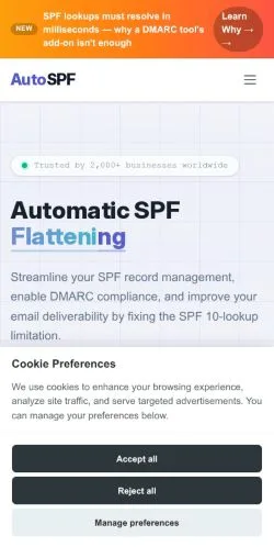 Forhåndsvisning av nettstedet AutoSPF, medium fra USA for sponsede artikler