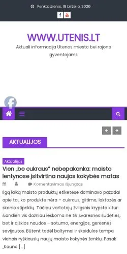 Podgląd witryny Utenis, medium z kraju Litwa do artykułów sponsorowanych