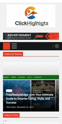 Förhandsvisning av webbplatsen Click Highlights, medium i USA för sponsrade artiklar