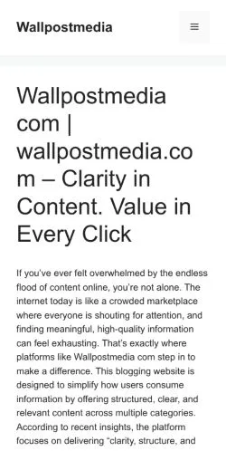 Vorschau der Website Wallpostmedia, Medium aus Vereinigte Staaten für gesponserte Artikel