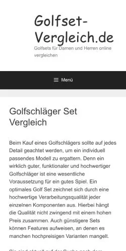 Anteprima del sito Golfset Vergleich, media di Germania per articoli sponsorizzati