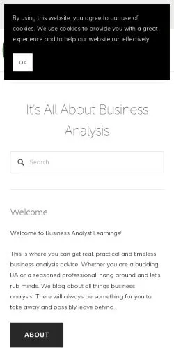 Anteprima del sito Business Analyst Learnings, media di Regno Unito per articoli sponsorizzati