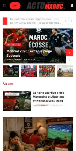 Vista previa del sitio Actu-Maroc, medio de Francia para artículos patrocinados