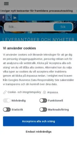 Anteprima del sito Alltomteknikindustrin, media di Svezia per articoli sponsorizzati