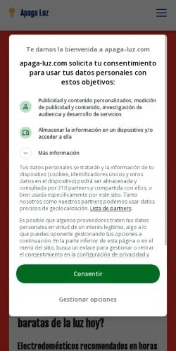 Anteprima del sito Apaga Luz, media di Spagna per articoli sponsorizzati