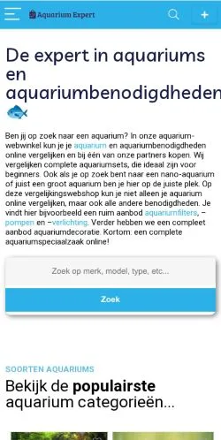 Anteprima del sito Aquarium Experts, media di Paesi Bassi per articoli sponsorizzati