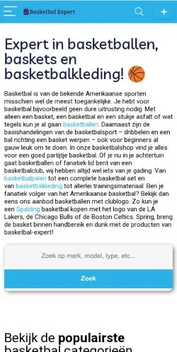 Podgląd witryny Basketbal Expert, medium z kraju Holandia do artykułów sponsorowanych