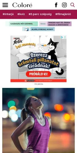 Vista previa del sitio Coloré.hu, medio de Hungría para artículos patrocinados