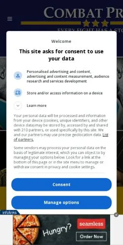 スポンサード記事向けのアメリカ合衆国メディア、Combat Pressのサイトプレビュー