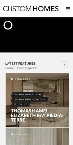 Anteprima del sito Custom Homes Magazine, media di Australia per articoli sponsorizzati