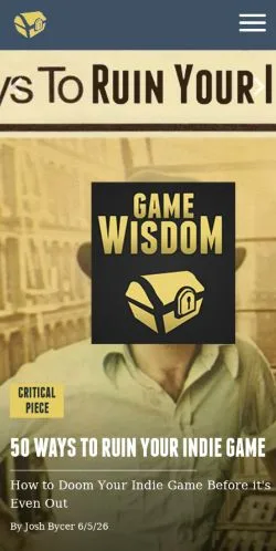 Pré-visualização do site Game Wisdom, meio de Estados Unidos para artigos patrocinados