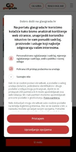Podgląd witryny Glas Grada, medium z kraju Chorwacja do artykułów sponsorowanych