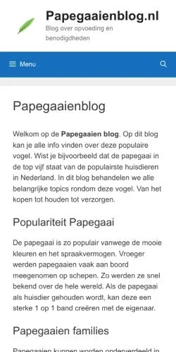 Podgląd witryny Papegaaien Blog, medium z kraju Holandia do artykułów sponsorowanych