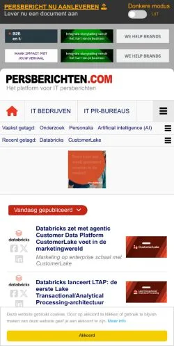 Pré-visualização do site IT Persberichten, meio de Países Baixos para artigos patrocinados