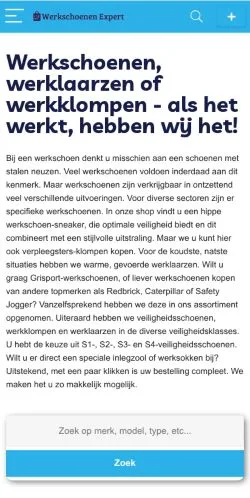 스폰서 기사용 네덜란드 매체 Werkschoenen Experts 사이트 미리보기