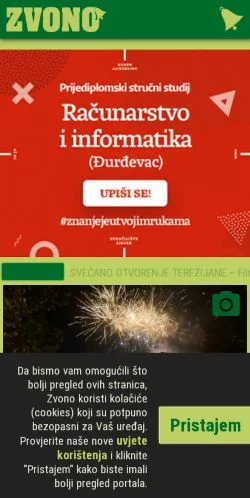 Podgląd witryny Zvono, medium z kraju Chorwacja do artykułów sponsorowanych