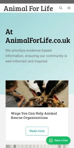 Anteprima del sito Animal For Life -, media di Regno Unito per articoli sponsorizzati