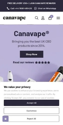 Anteprima del sito Canavape, media di Regno Unito per articoli sponsorizzati