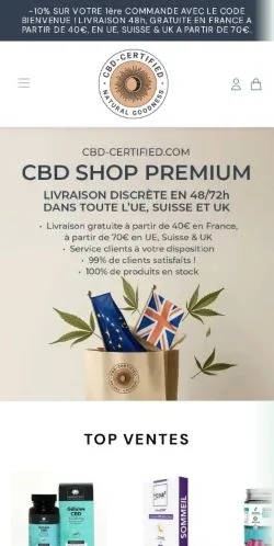 Förhandsvisning av webbplatsen CBD Certified, medium i USA för sponsrade artiklar