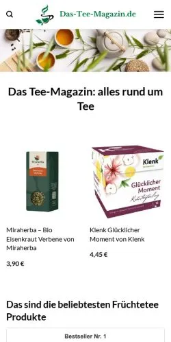 스폰서 기사용 독일 매체 Das Tee-Magazin 사이트 미리보기