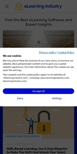 Forhåndsvisning av nettstedet eLearning Industry, medium fra USA for sponsede artikler