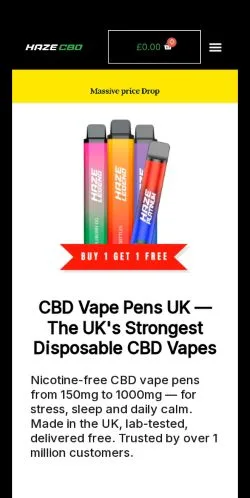 Anteprima del sito Haze CBD, media di Regno Unito per articoli sponsorizzati