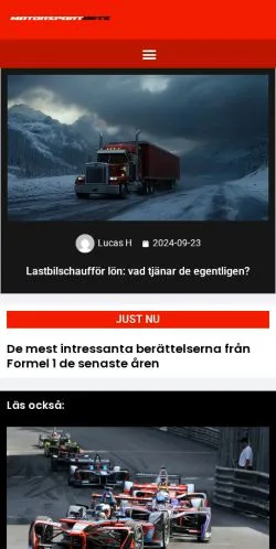 Podgląd witryny Motorsportbets, medium z kraju Szwecja do artykułów sponsorowanych