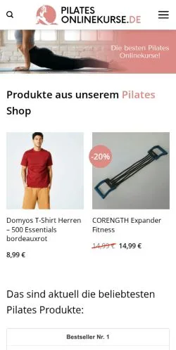 Anteprima del sito Pilatesonlinekurse, media di Germania per articoli sponsorizzati