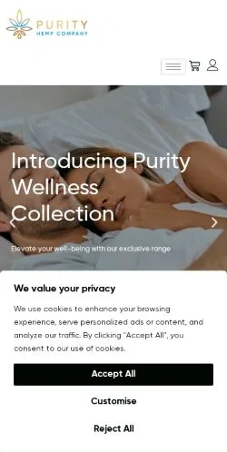 Voorbeeld van de site Purity Hemp Co, medium uit Verenigde Staten voor gesponsorde artikelen