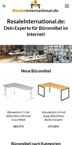 Anteprima del sito Resaleinternational, media di Germania per articoli sponsorizzati
