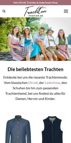Anteprima del sito Trachten Fashion, media di Germania per articoli sponsorizzati