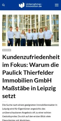 Anteprima del sito Unternehmer Innovation, media di Germania per articoli sponsorizzati