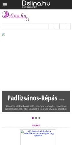 Podgląd witryny Delina, medium z kraju Węgry do artykułów sponsorowanych