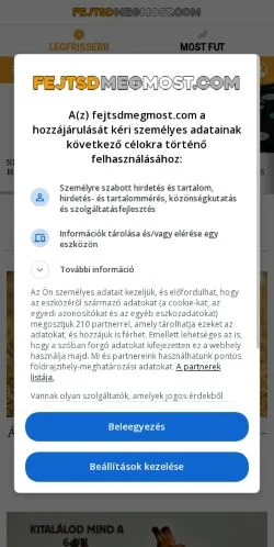 スポンサード記事向けのハンガリーメディア、Fejtsd Meg Most!のサイトプレビュー