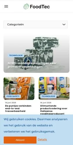 Anteprima del sito FoodTec, media di Belgio per articoli sponsorizzati