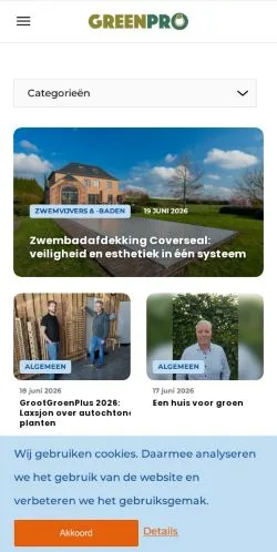 Podgląd witryny GreenPro, medium z kraju Belgia do artykułów sponsorowanych