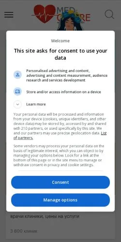 Anteprima del sito Medcentre, media di Russia per articoli sponsorizzati