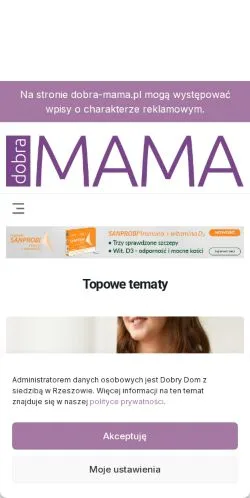 Podgląd witryny Dobra Mama, medium z kraju Polska do artykułów sponsorowanych