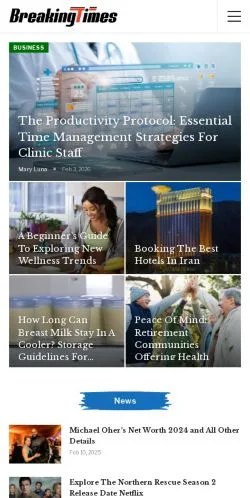 スポンサード記事向けのアメリカ合衆国メディア、The Breaking Timesのサイトプレビュー