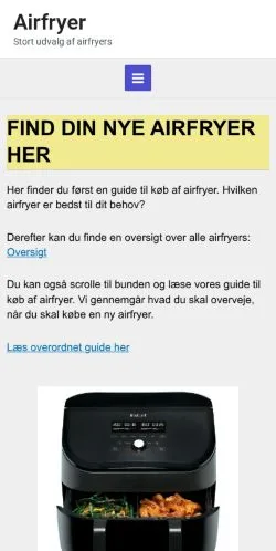 Anteprima del sito Airfryer Ovn, media di Danimarca per articoli sponsorizzati