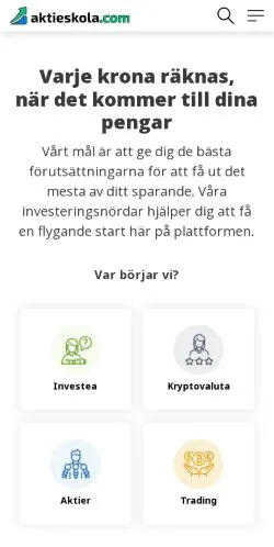Podgląd witryny Aktieskola, medium z kraju Szwecja do artykułów sponsorowanych