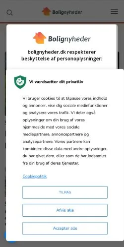 Podgląd witryny Bolignyheder DK, medium z kraju Dania do artykułów sponsorowanych