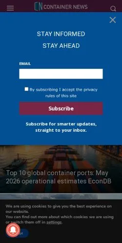 Voorbeeld van de site Container News, medium uit Verenigde Staten voor gesponsorde artikelen