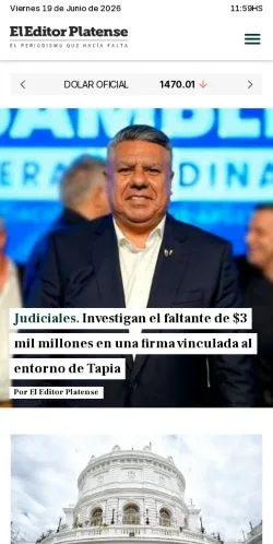 Voorbeeld van de site El Editor Platense, medium uit Argentinië voor gesponsorde artikelen