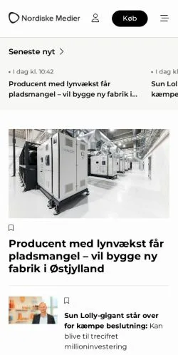 Anteprima del sito Nyheder, media di Danimarca per articoli sponsorizzati