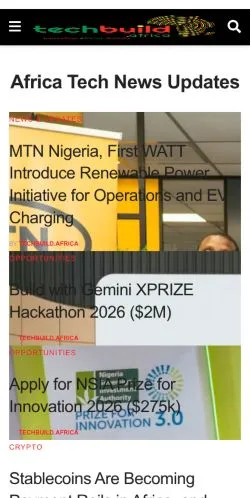 Anteprima del sito Tech Build Africa, media di Stati Uniti per articoli sponsorizzati
